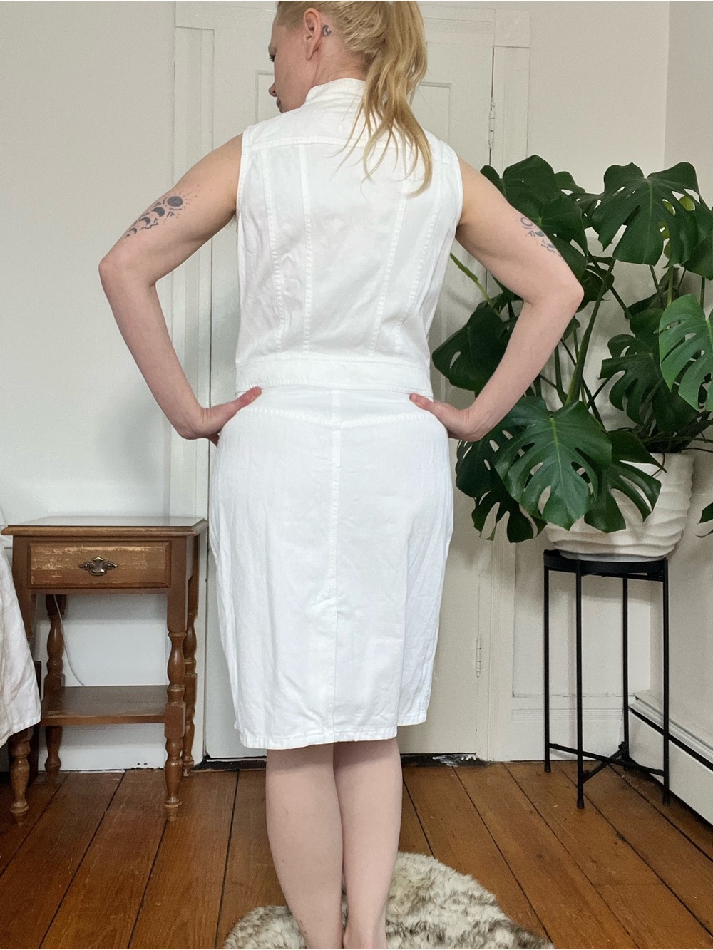 Lauren Ralph Lauren Denim Trucker Dress NWT White Sleeveless Button Front Size 8 - Picture 7 of 12